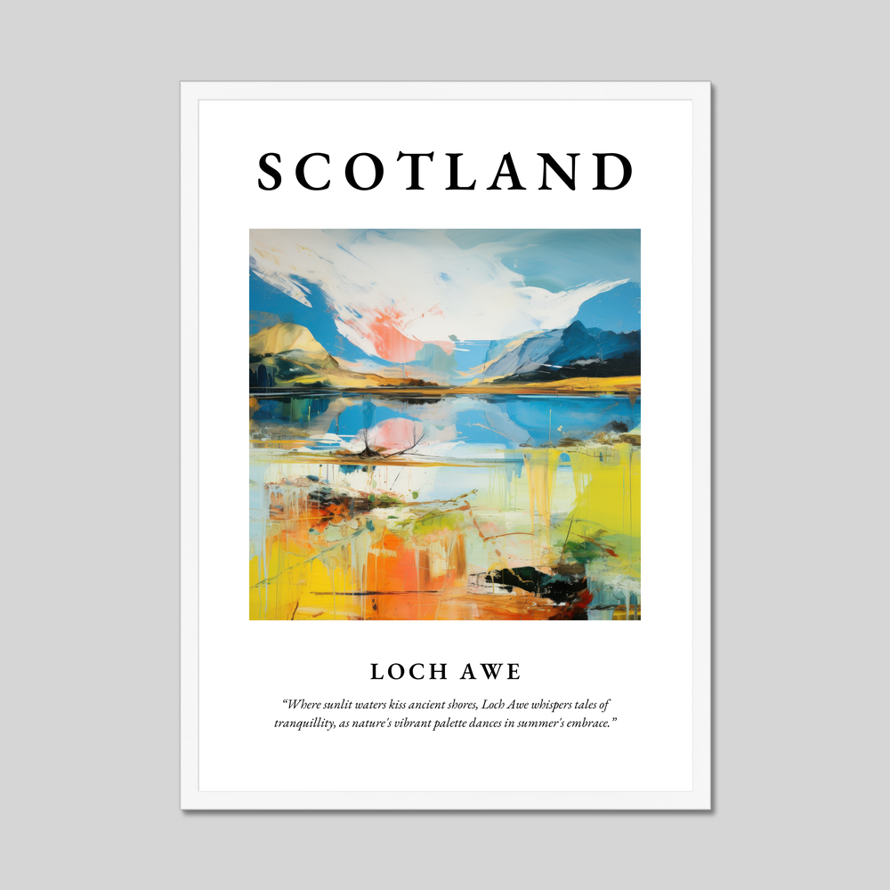 Poster in a white frame with the word Scotland