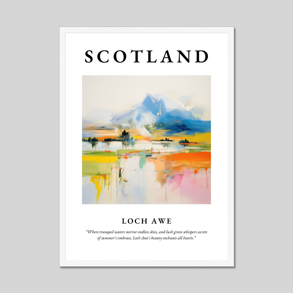 Poster in a white frame with the word Scotland