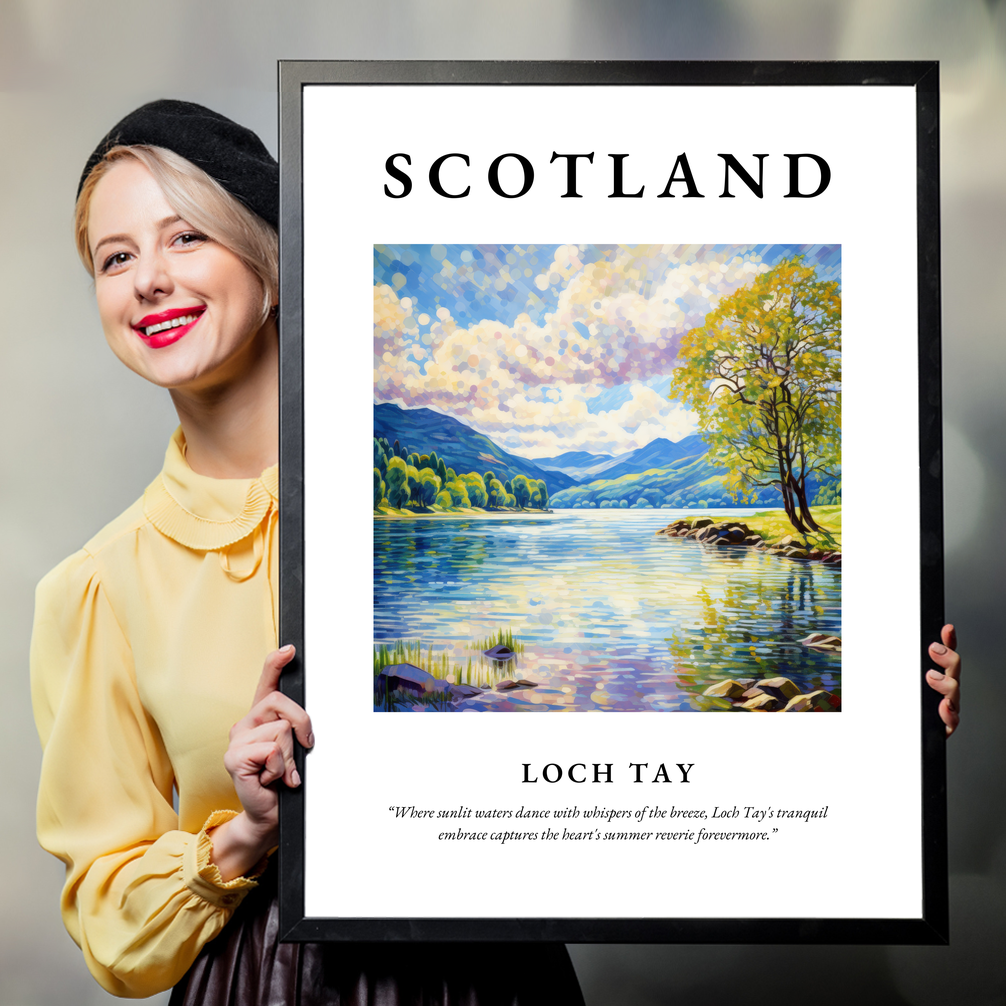 Person holding a poster of Loch Tay