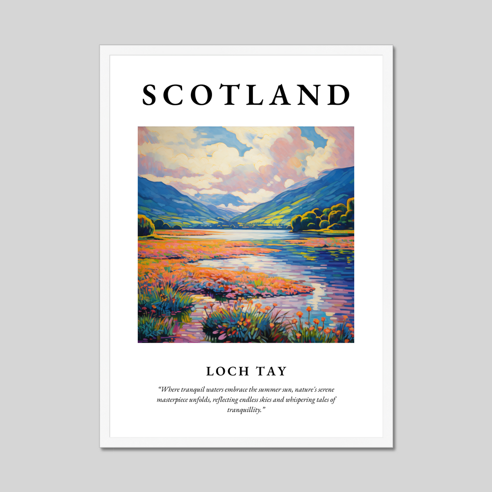 Poster in a white frame with the word Scotland