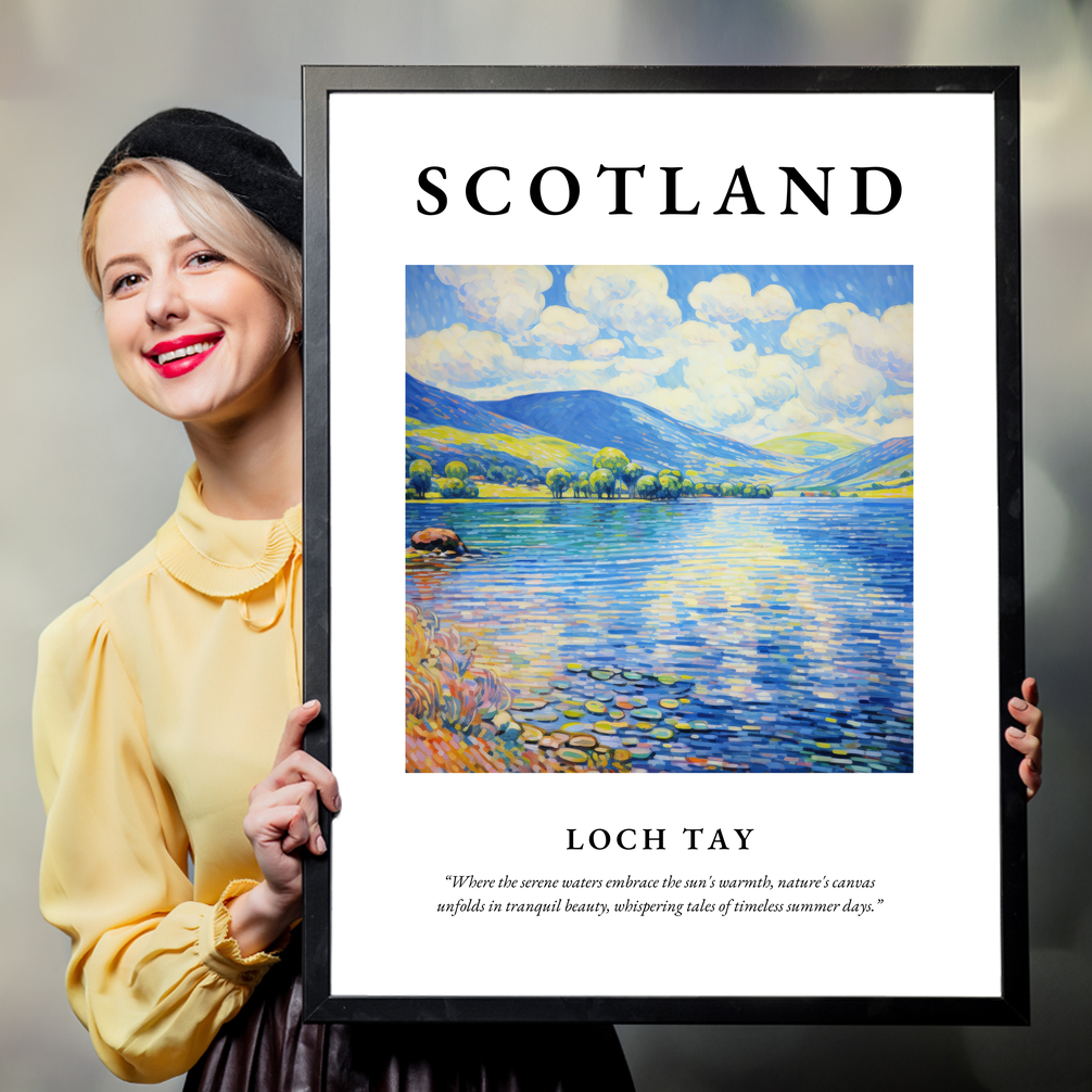 Person holding a poster of Loch Tay