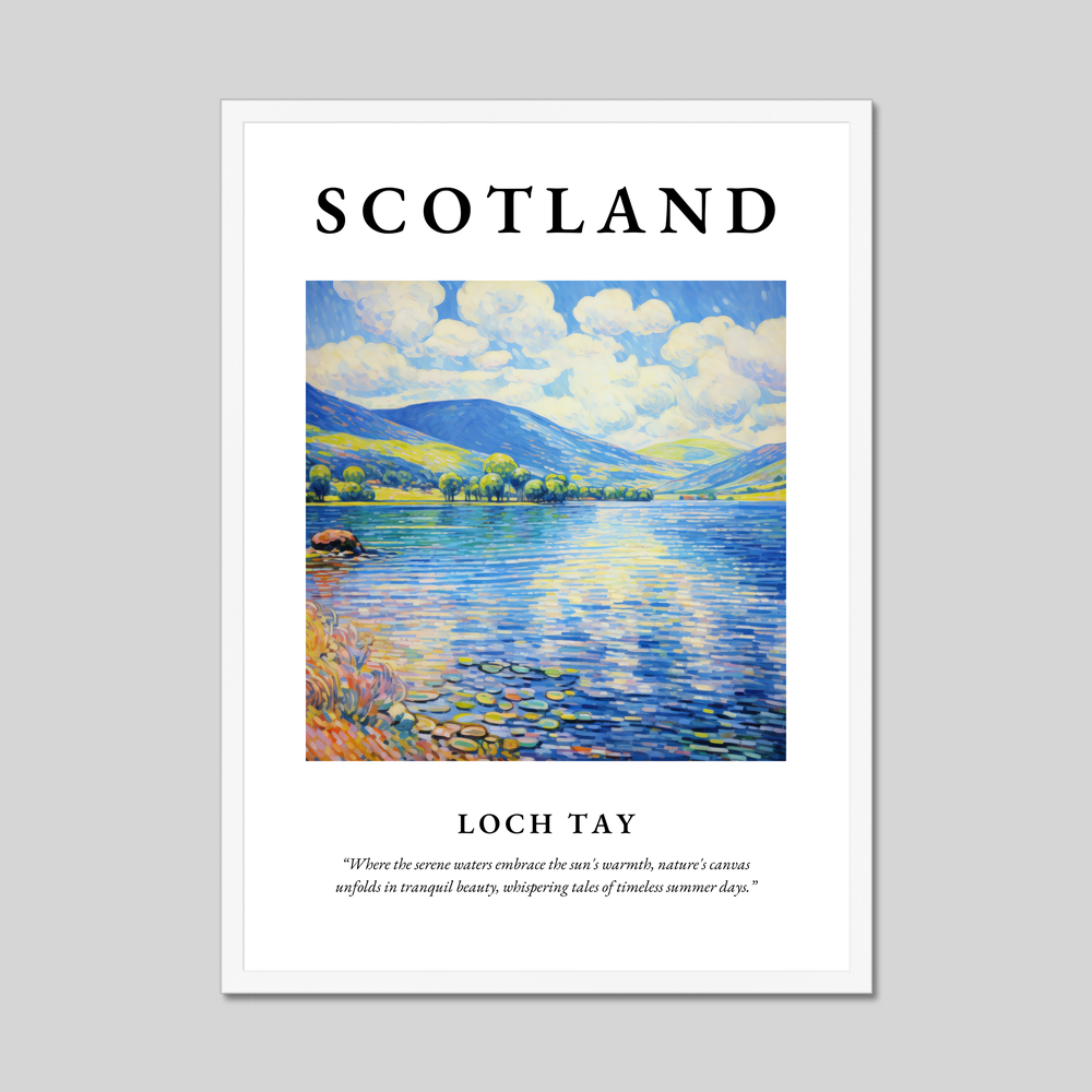 Poster in a white frame with the word Scotland