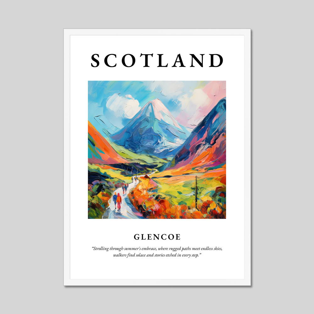 Poster in a white frame with the word Scotland