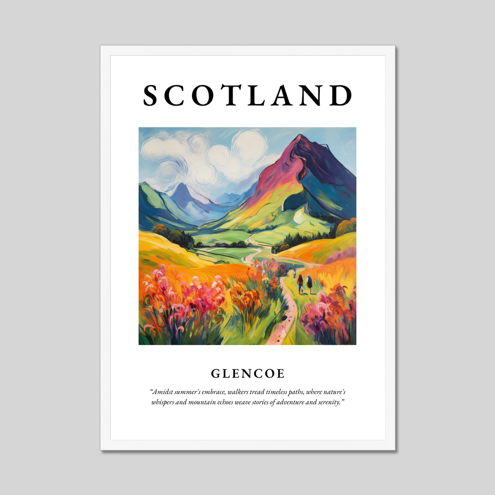 Poster in a white frame with the word Scotland