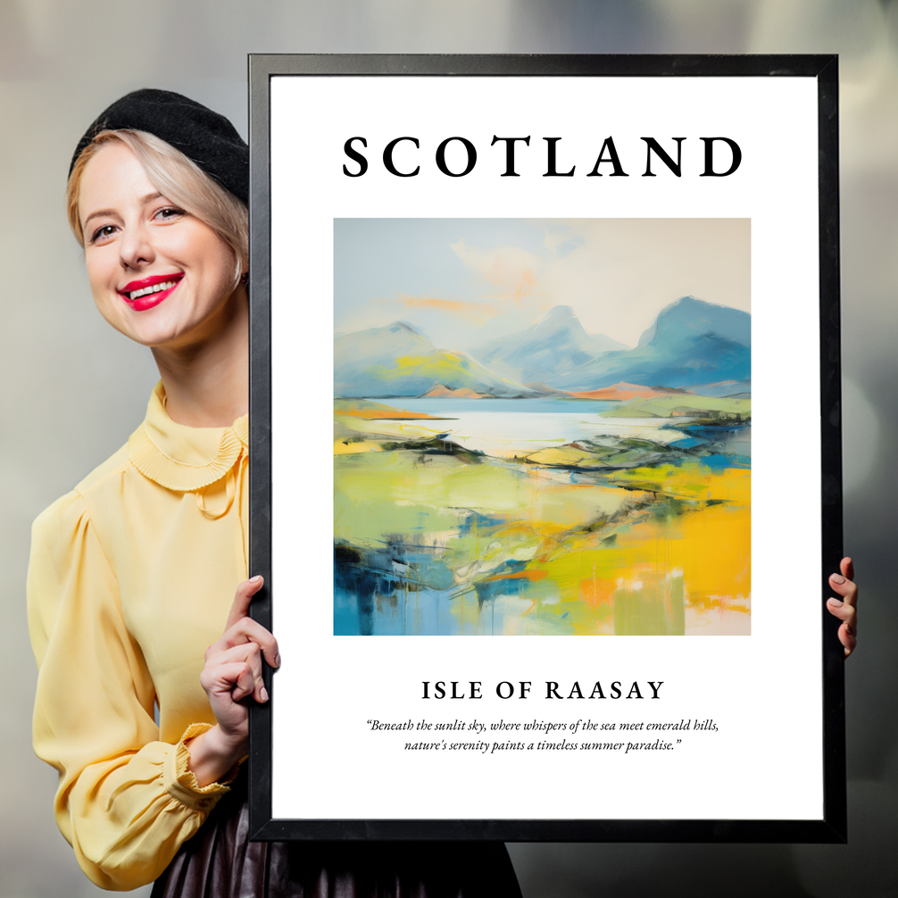 Person holding a poster of Isle of Raasay