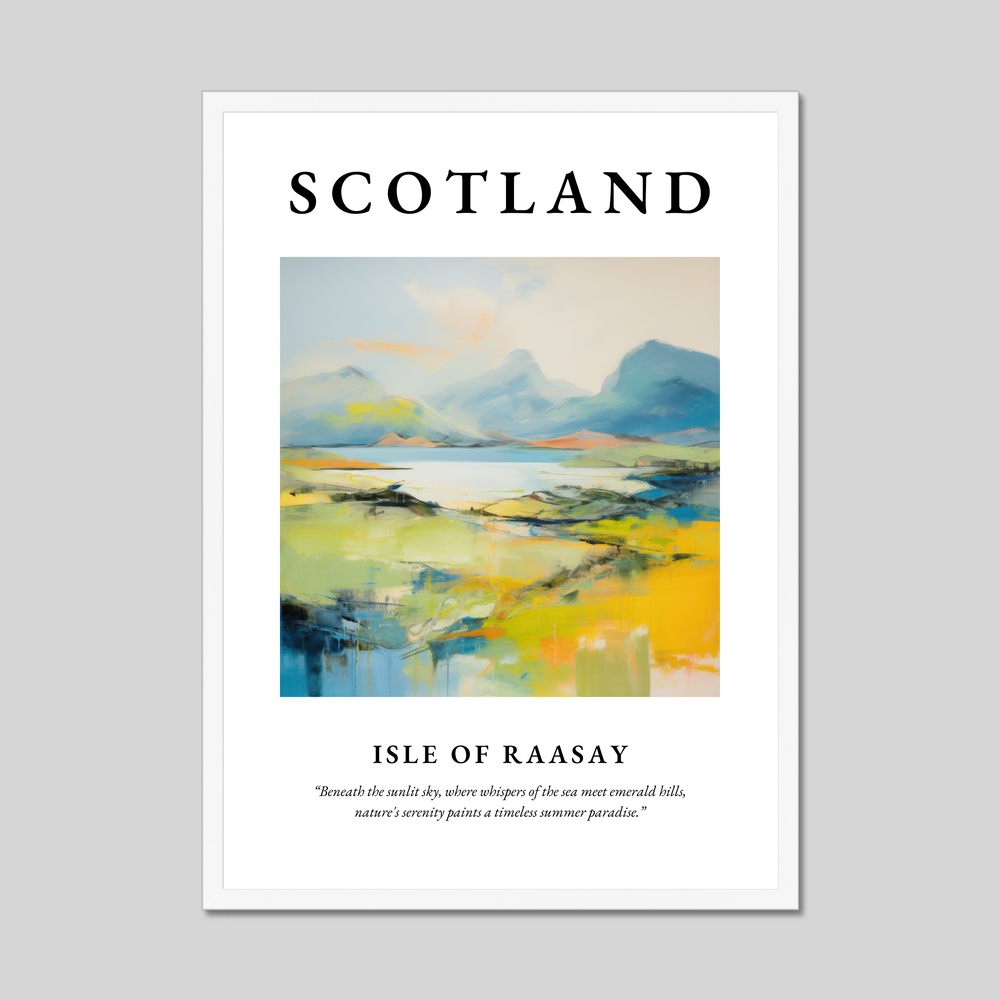 Poster in a white frame with the word Scotland