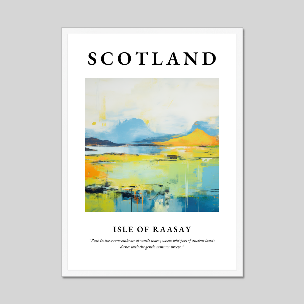 Poster in a white frame with the word Scotland