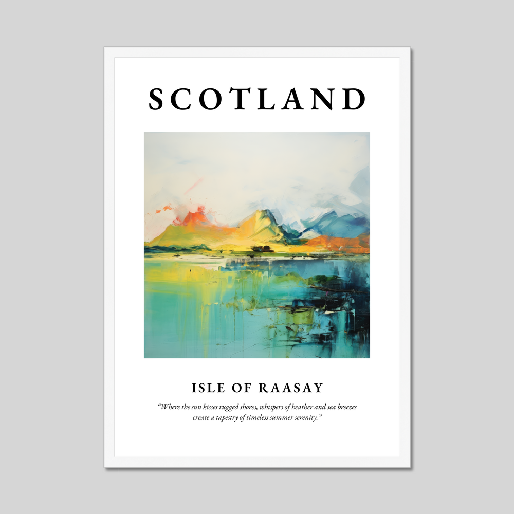 Poster in a white frame with the word Scotland