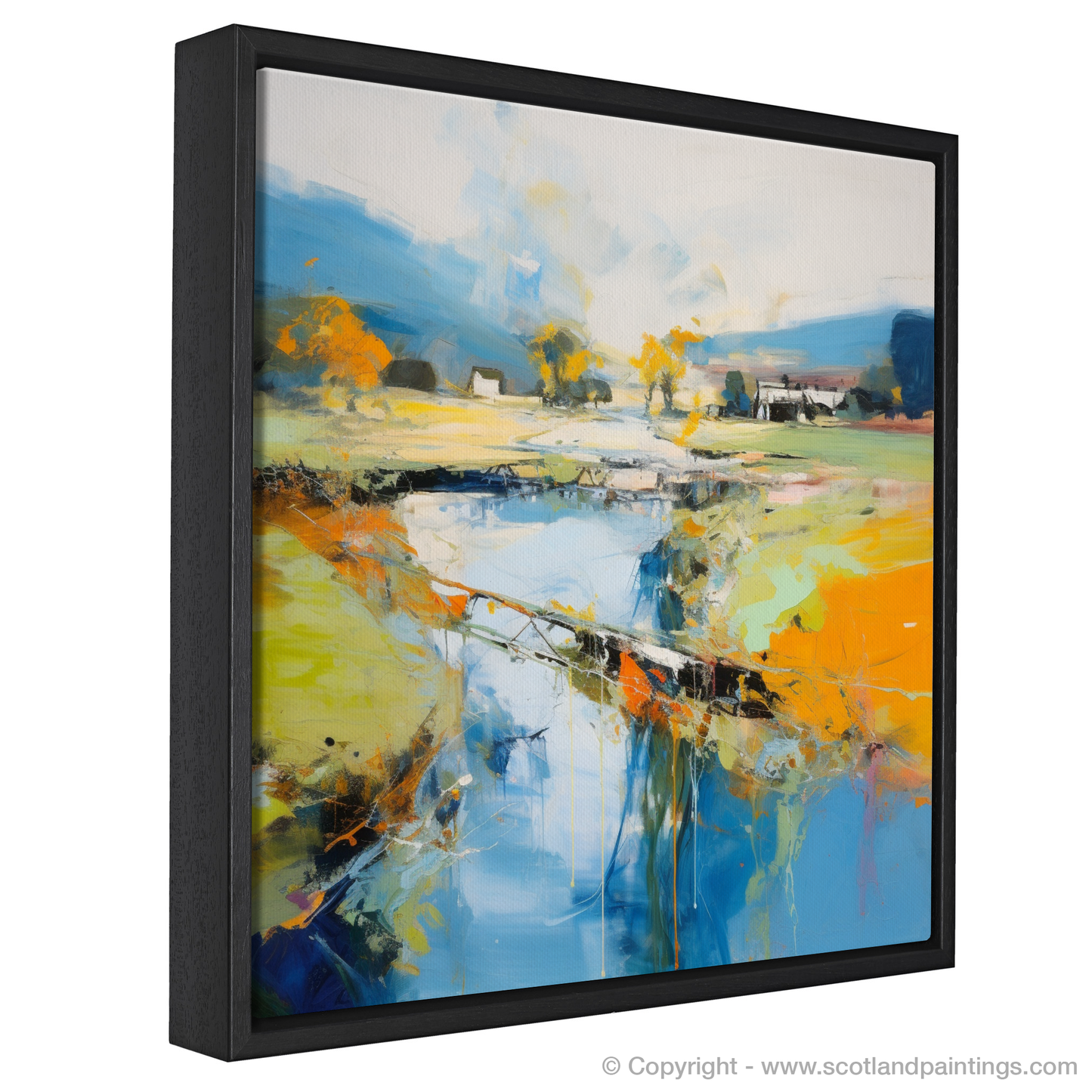 Painting and Art Print of River Almond, Edinburgh in summer entitled "Summer Serenity by the River Almond".
