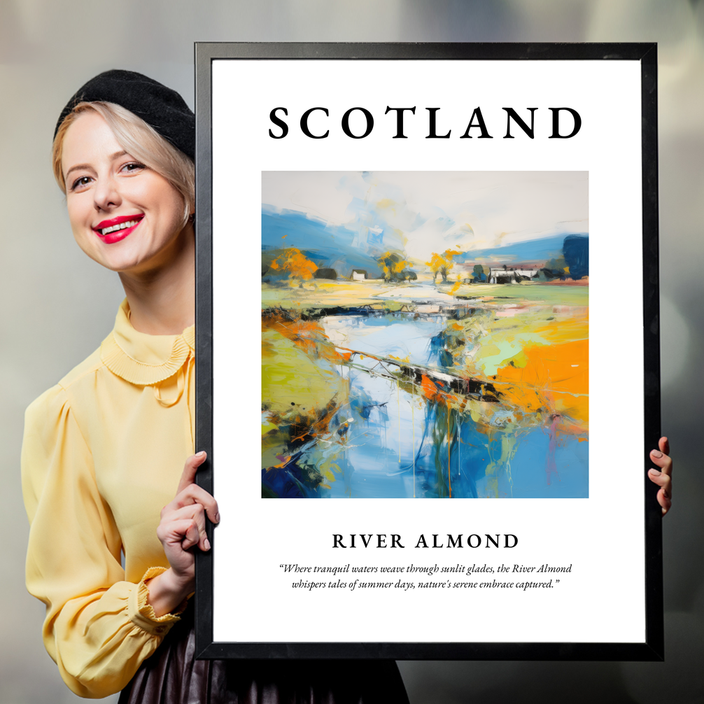 Person holding a poster of River Almond