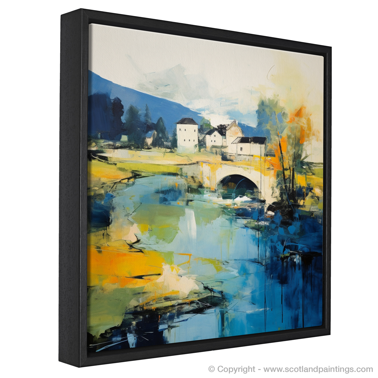 Painting and Art Print of River Almond, Edinburgh in summer entitled "Abstract Essence of River Almond in Summer".