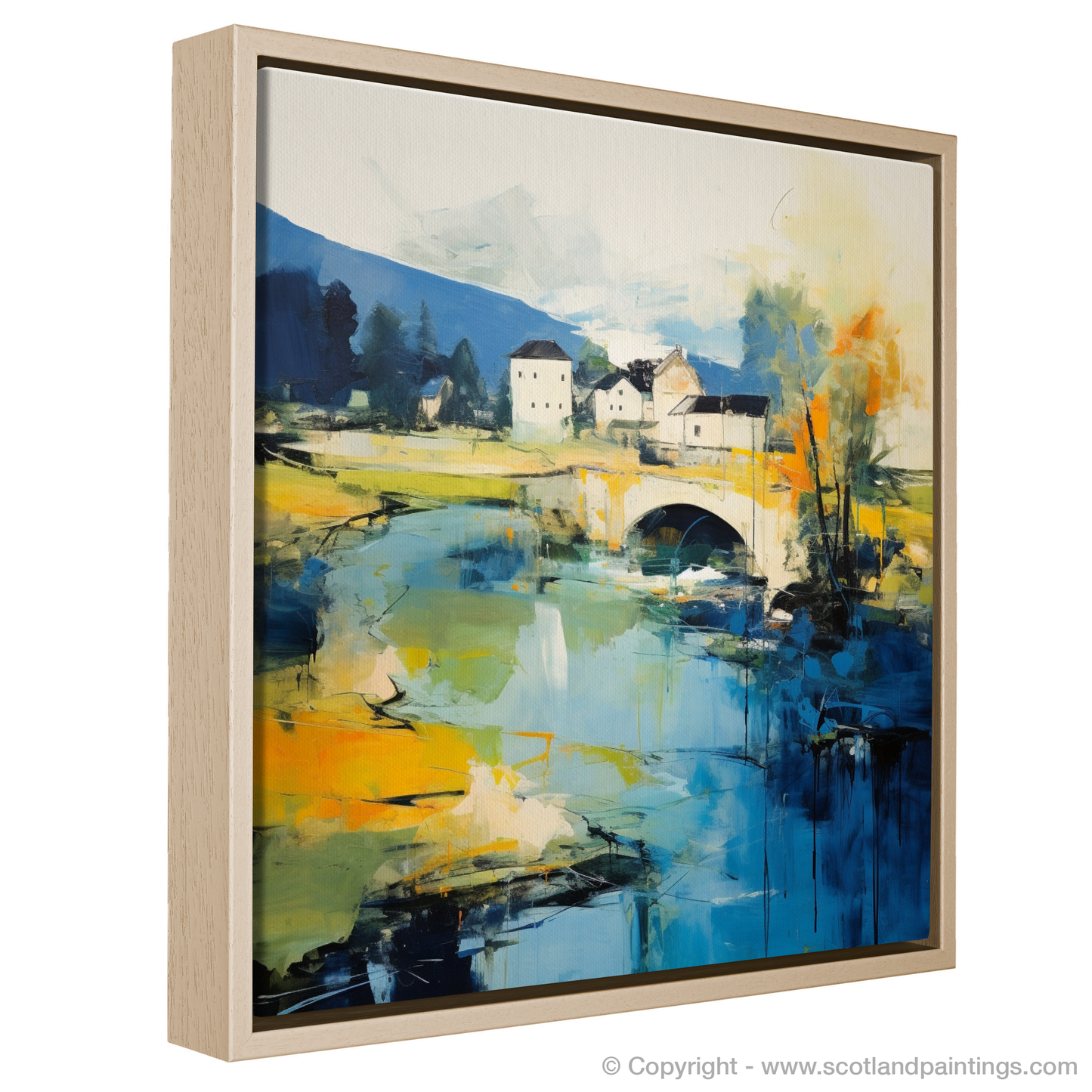 Painting and Art Print of River Almond, Edinburgh in summer entitled "Abstract Essence of River Almond in Summer".