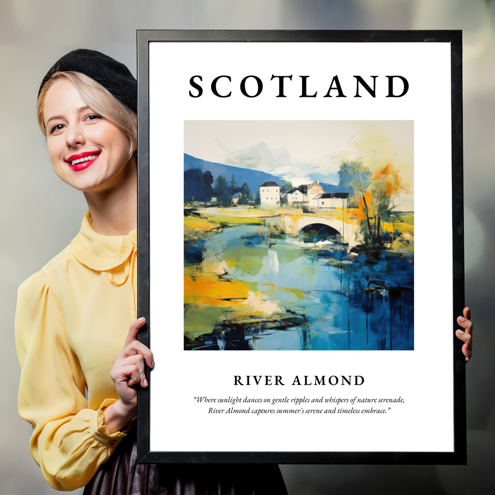 Person holding a poster of River Almond