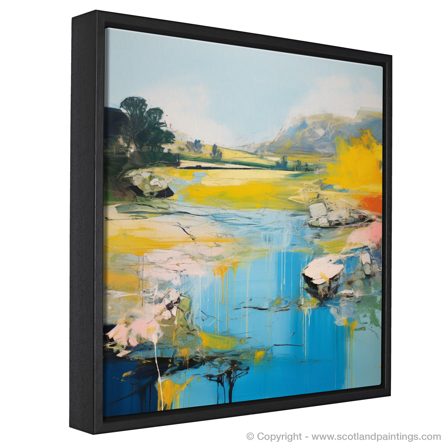 Painting and Art Print of River Almond, Edinburgh in summer entitled "Summer Serenade by River Almond".