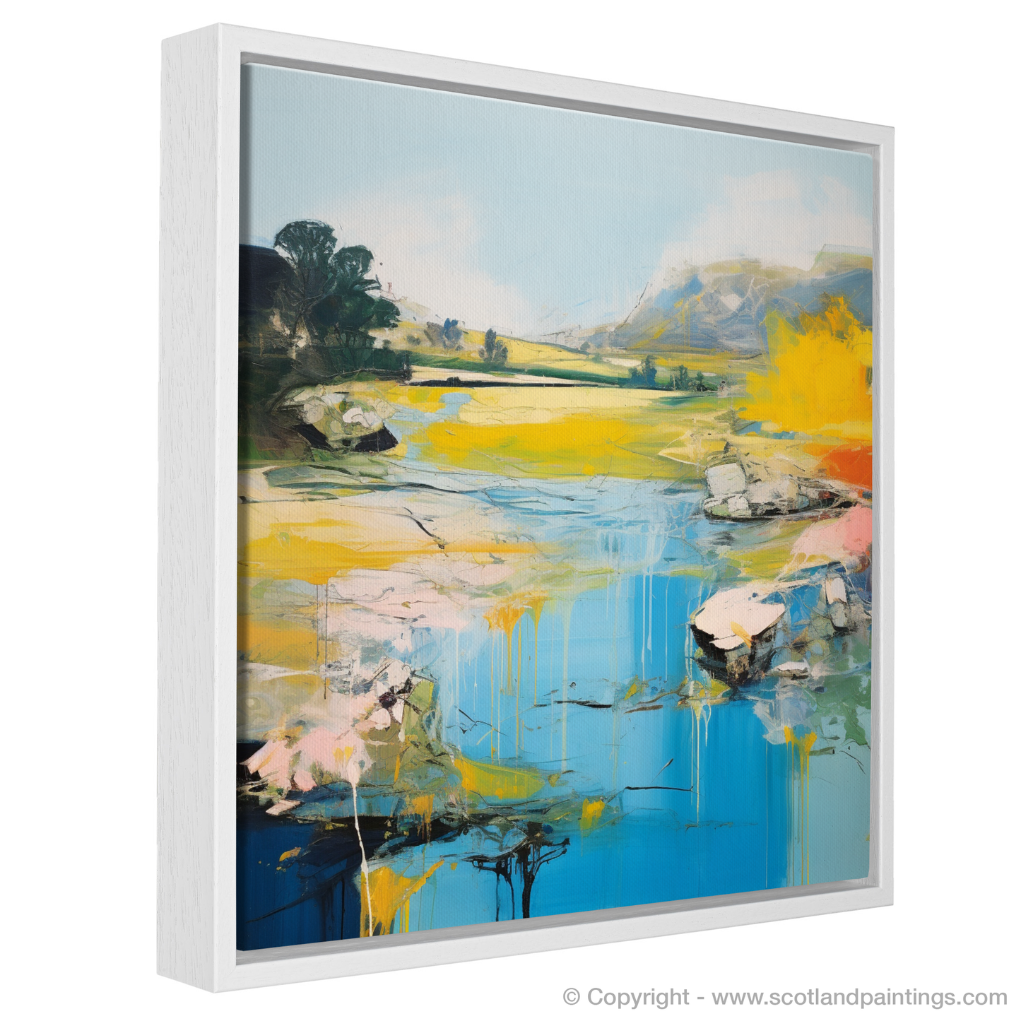 Painting and Art Print of River Almond, Edinburgh in summer entitled "Summer Serenade by River Almond".