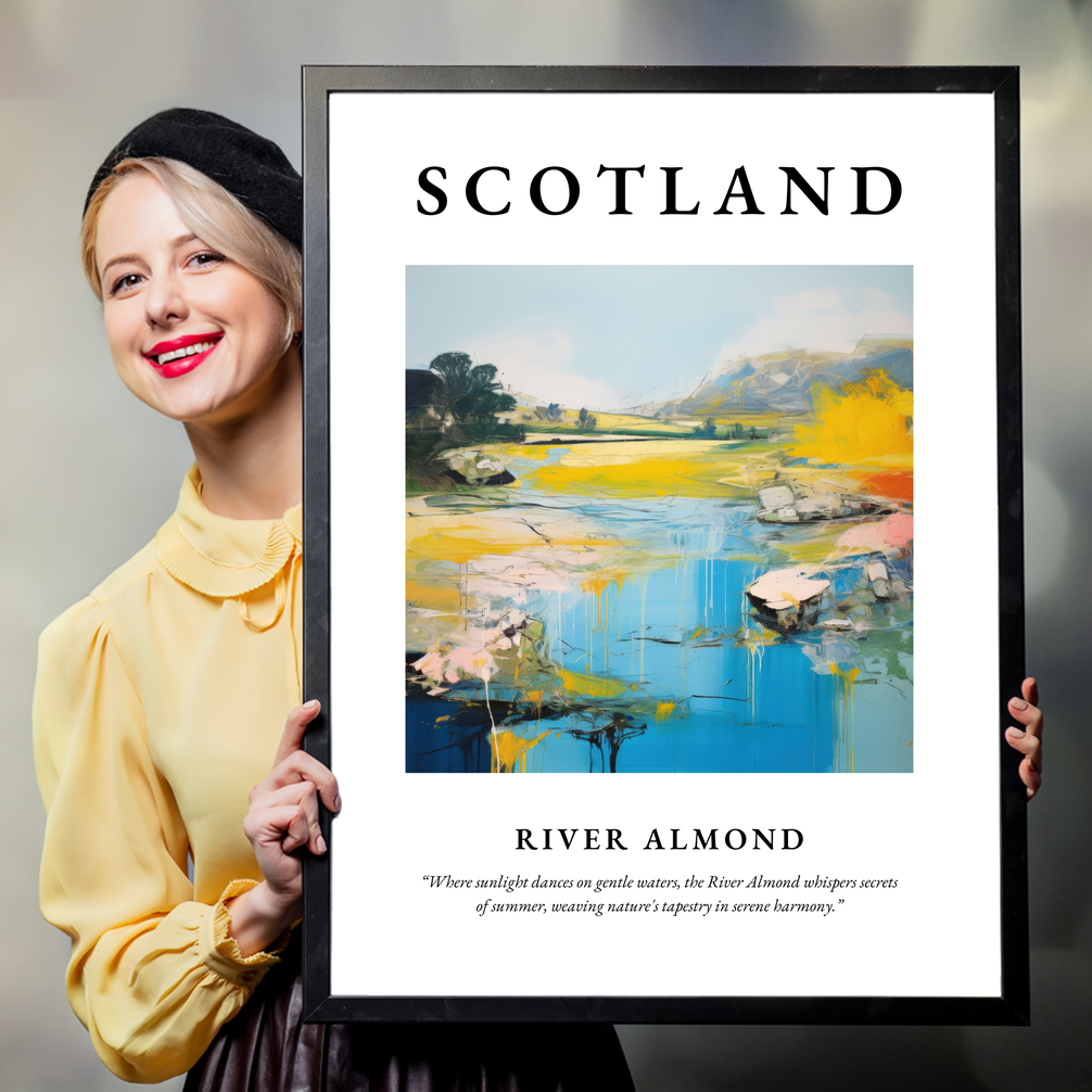 Person holding a poster of River Almond