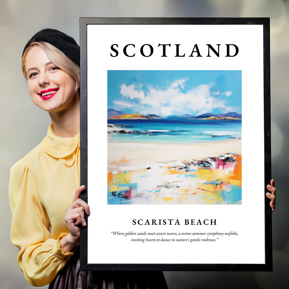 Person holding a poster of Scarista Beach