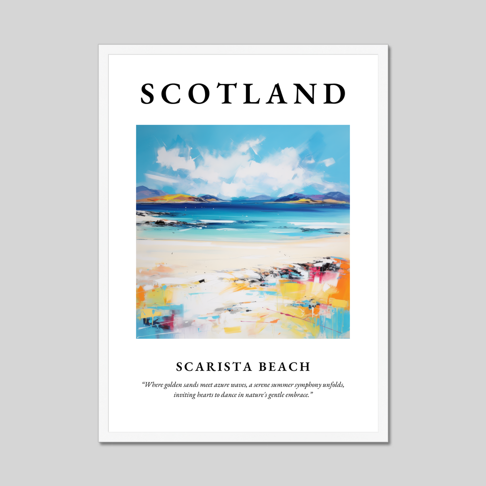 Poster in a white frame with the word Scotland