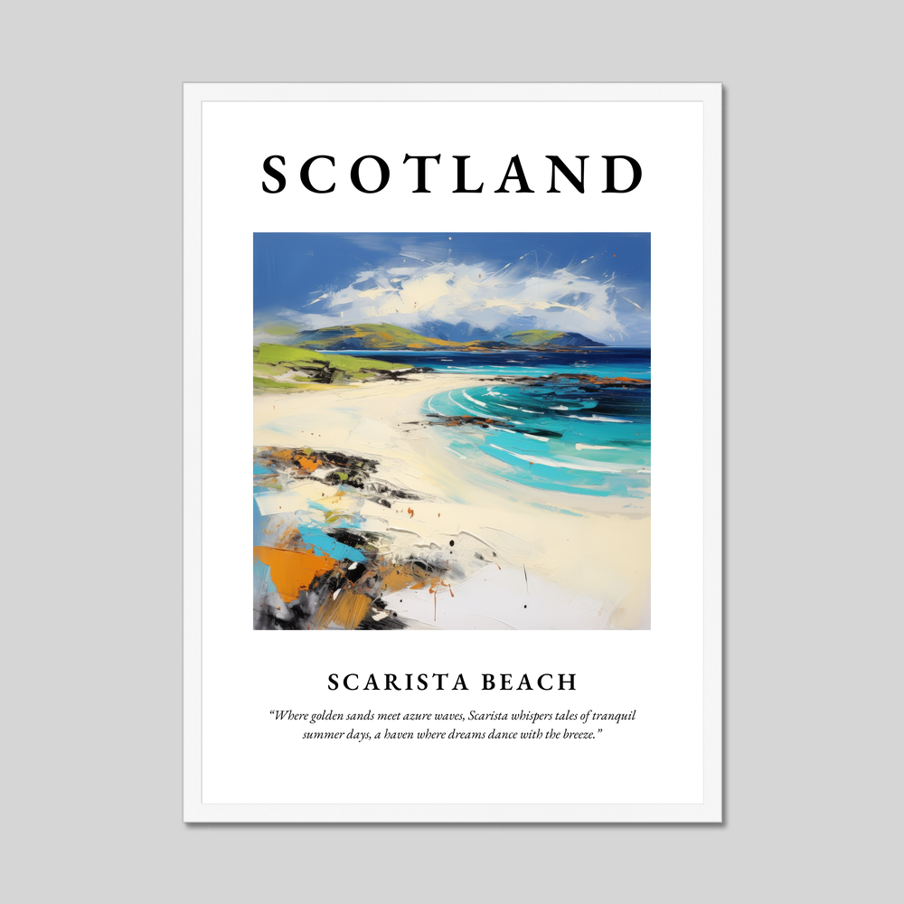 Poster in a white frame with the word Scotland