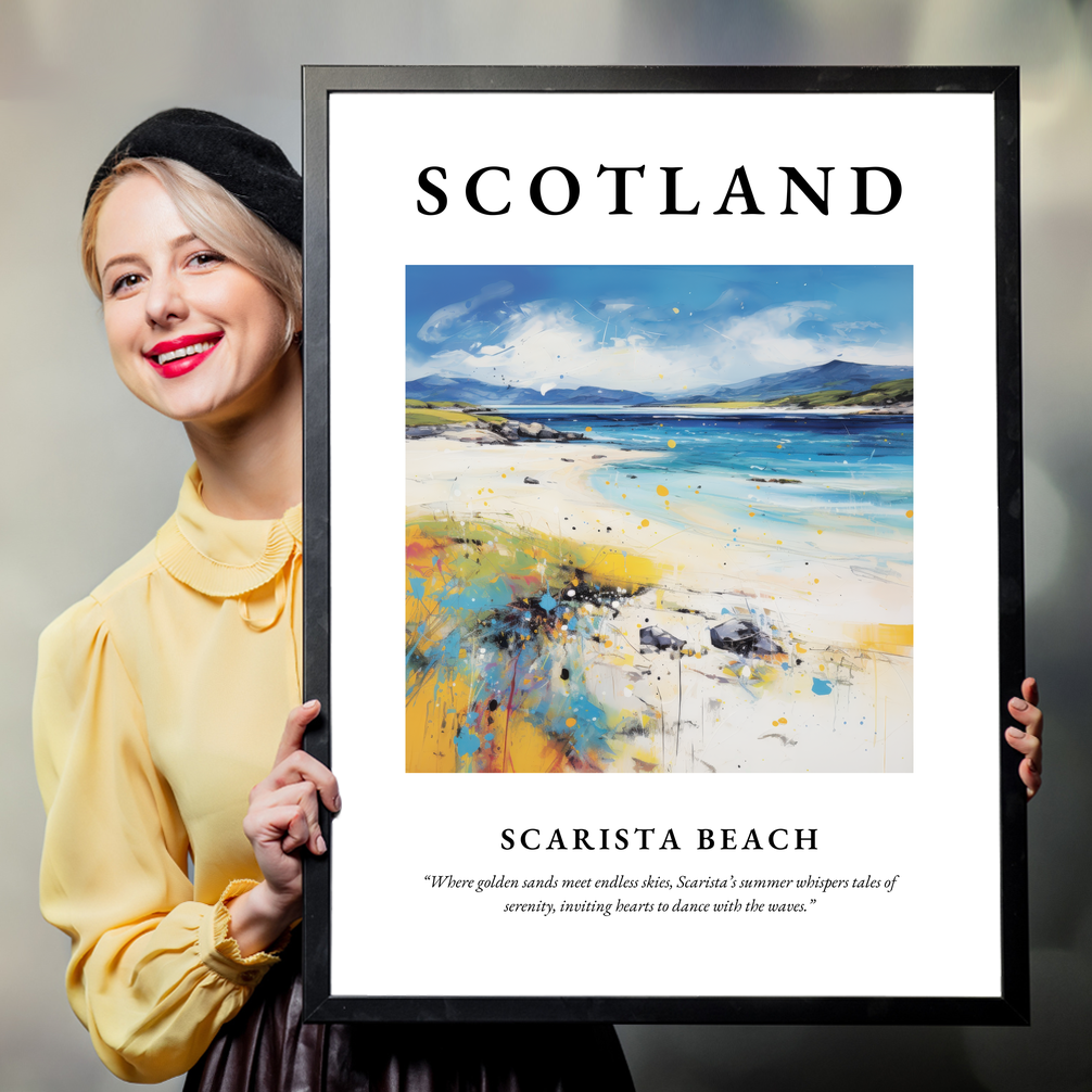 Person holding a poster of Scarista Beach