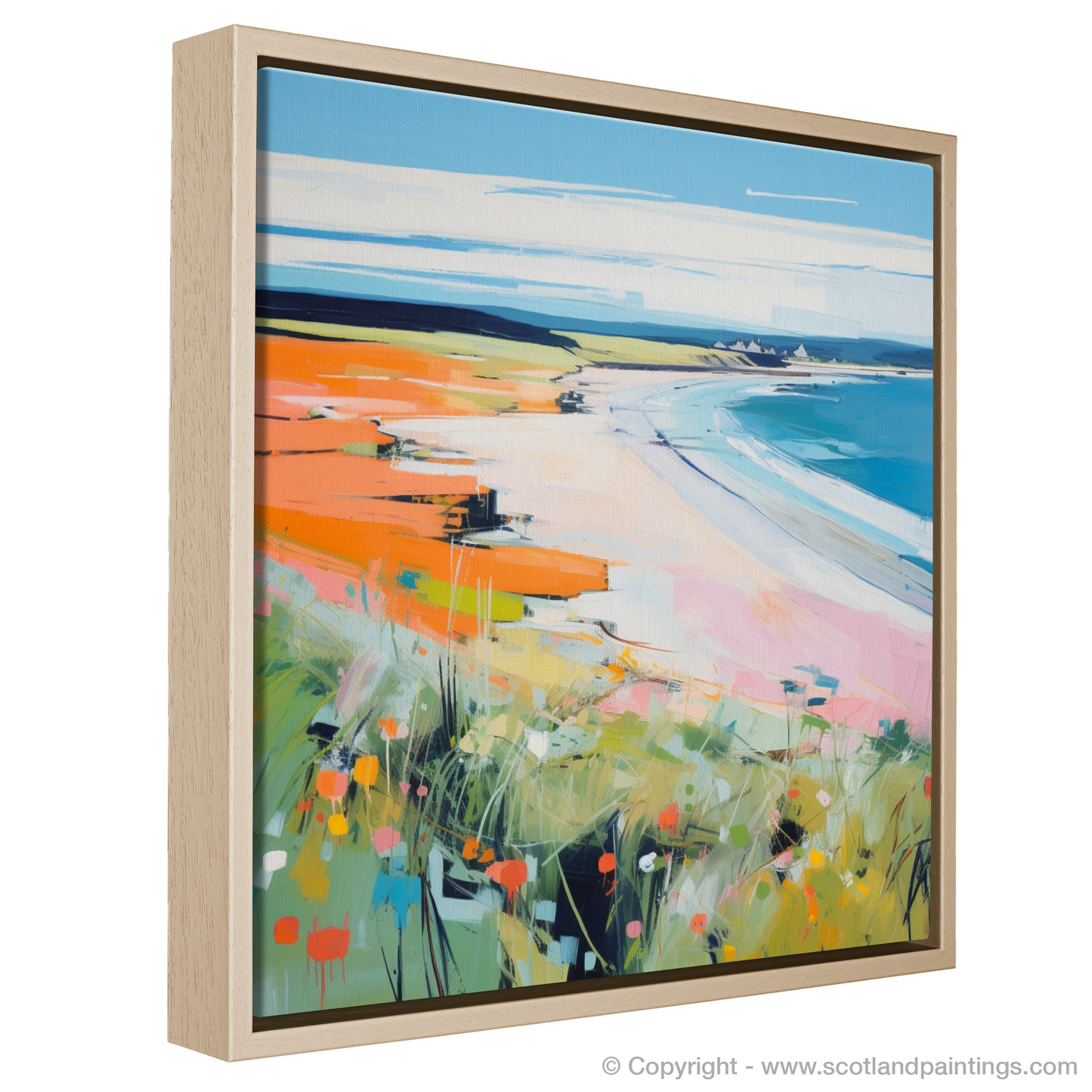 Painting and Art Print of Lunan Bay, Angus in summer entitled "Summer Splendour of Lunan Bay".