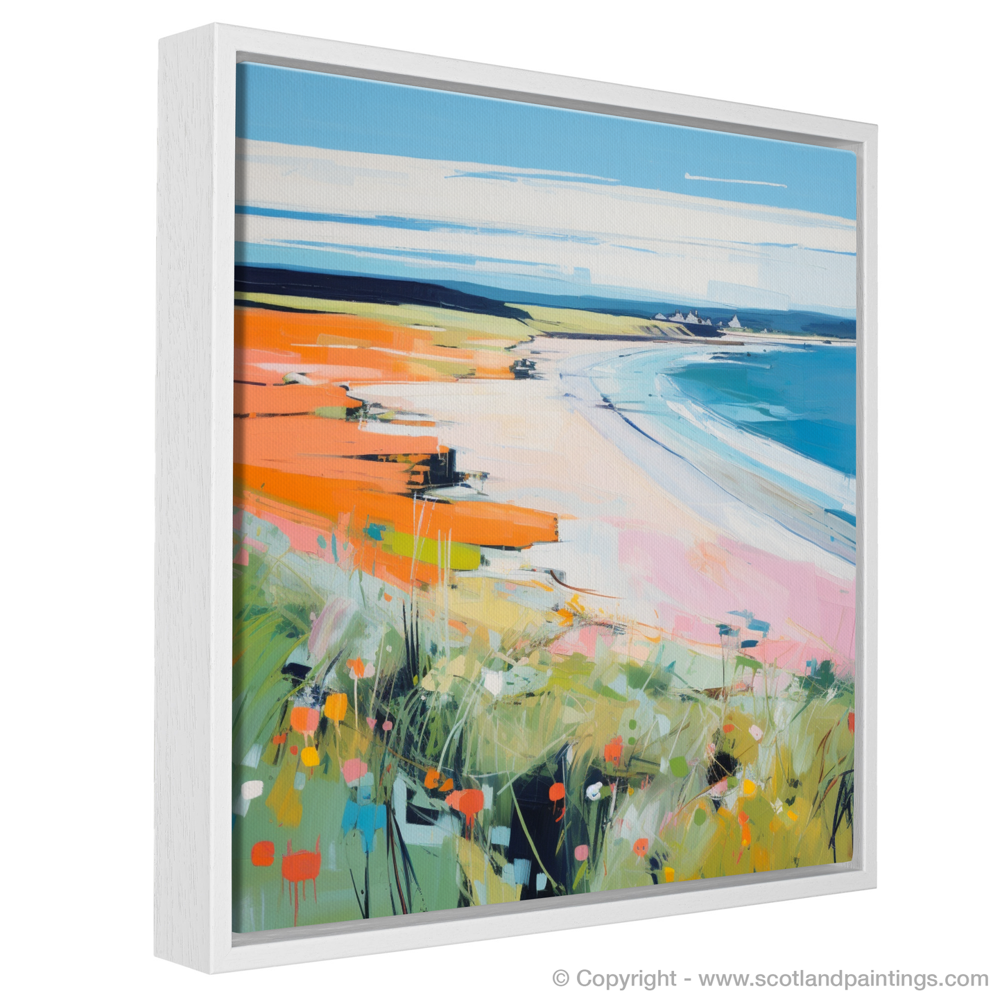 Painting and Art Print of Lunan Bay, Angus in summer entitled "Summer Splendour of Lunan Bay".