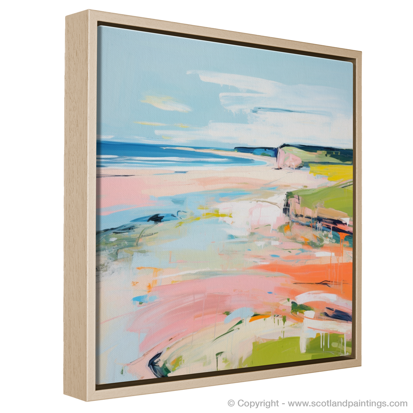 Painting and Art Print of Lunan Bay, Angus in summer. Lunan Bay Summer Symphony.