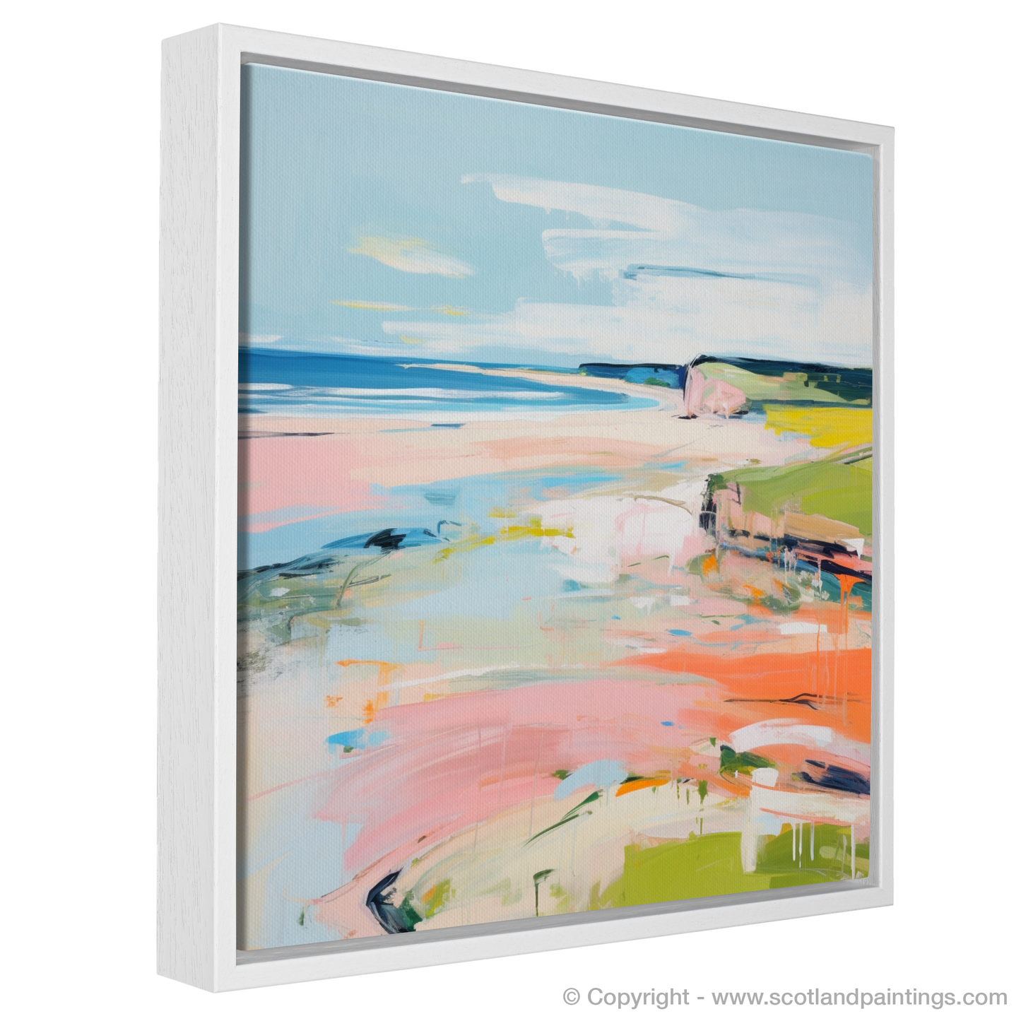 Painting and Art Print of Lunan Bay, Angus in summer. Lunan Bay Summer Symphony.