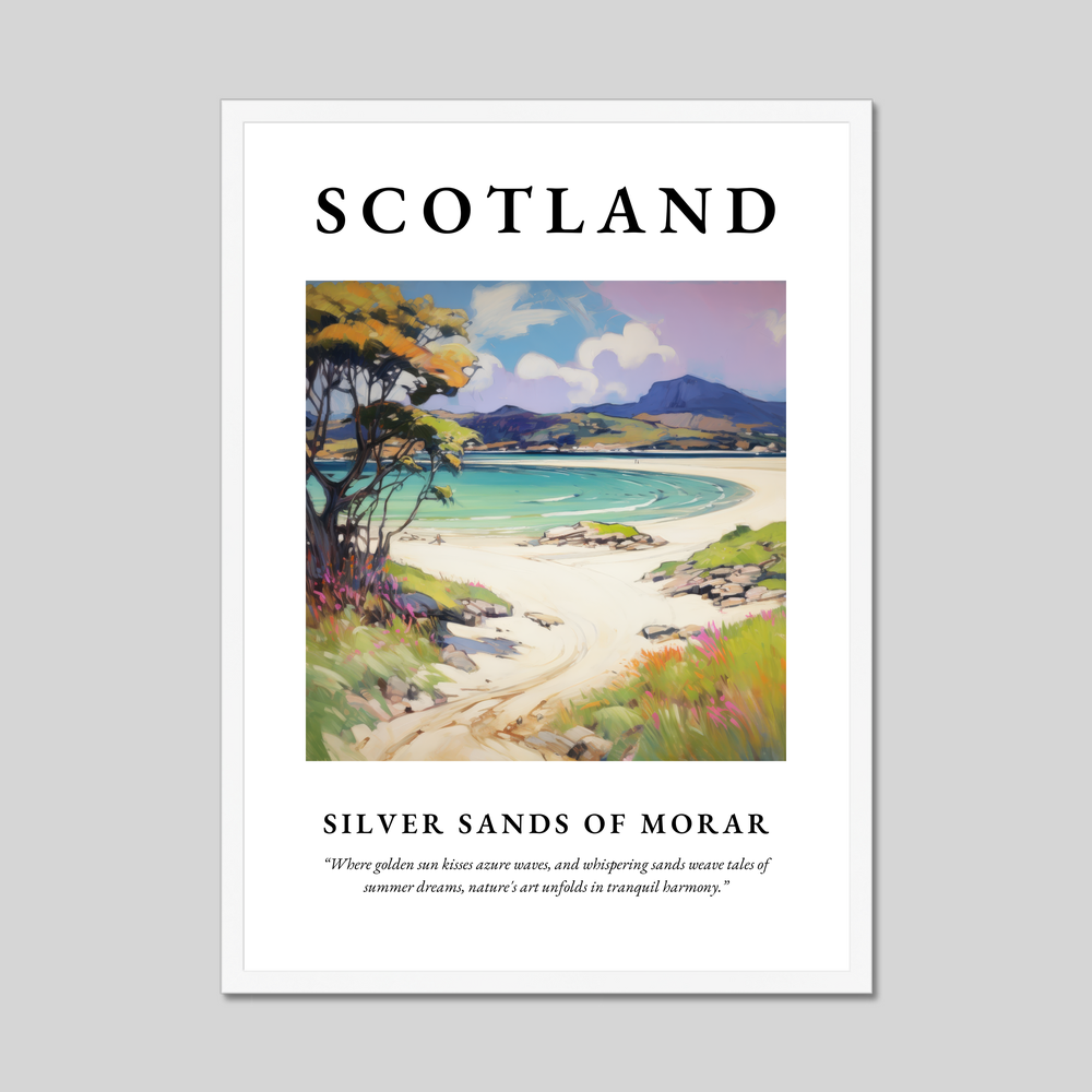 Poster in a white frame with the word Scotland