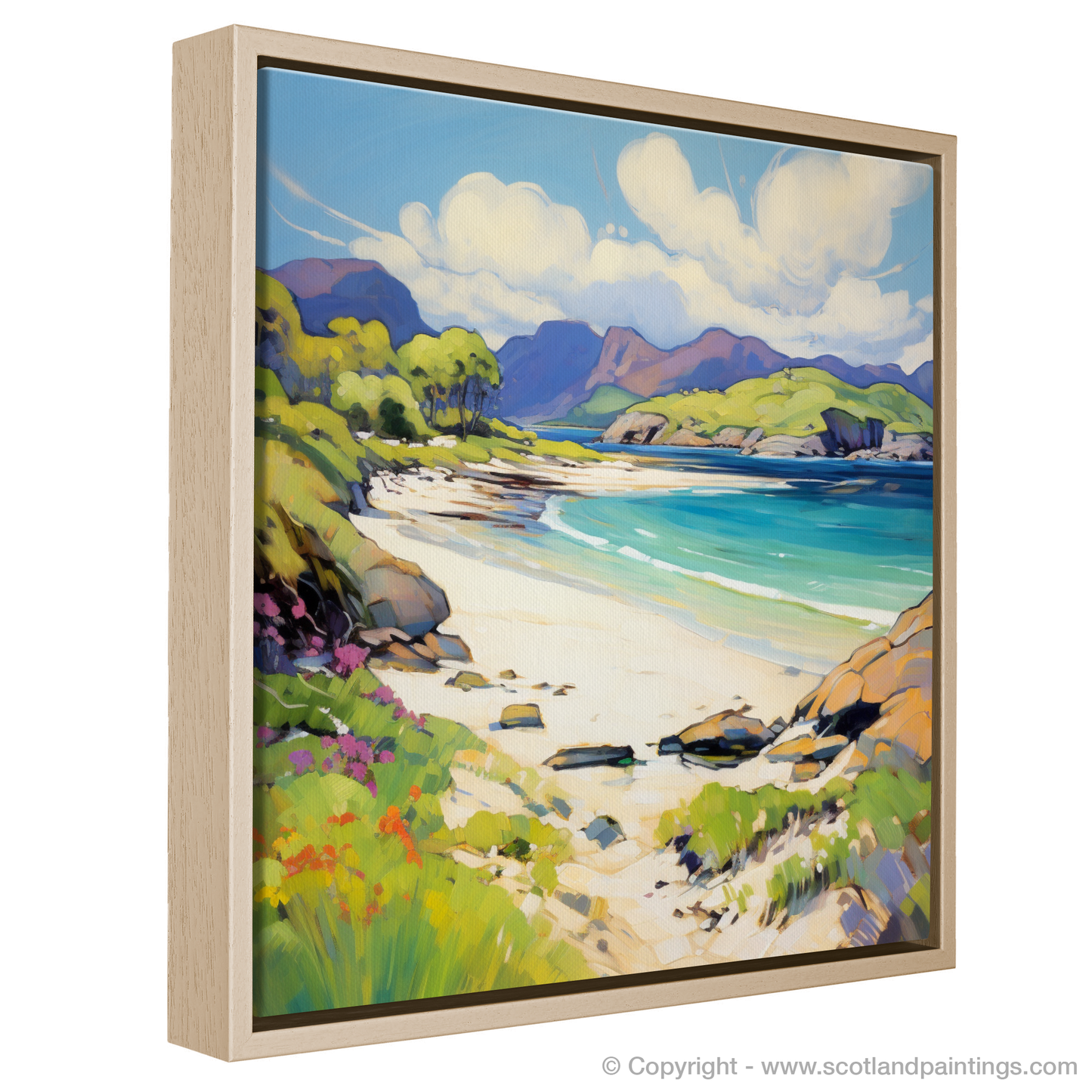 Painting and Art Print of Silver Sands of Morar in summer entitled "Fauvist Vibrance: Summer at Silver Sands of Morar".