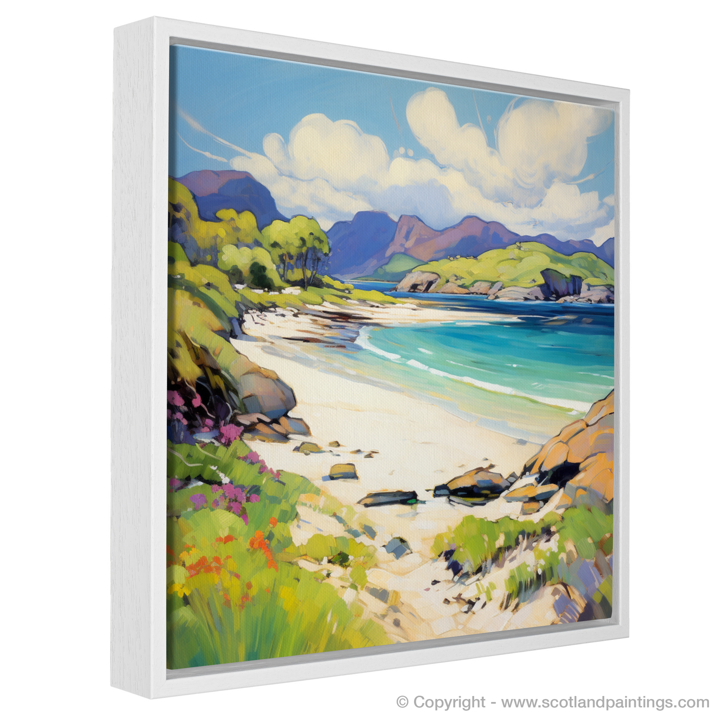 Painting and Art Print of Silver Sands of Morar in summer entitled "Fauvist Vibrance: Summer at Silver Sands of Morar".