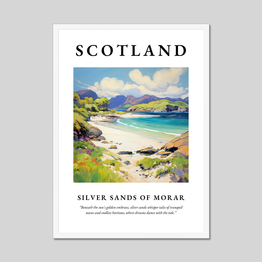 Poster in a white frame with the word Scotland