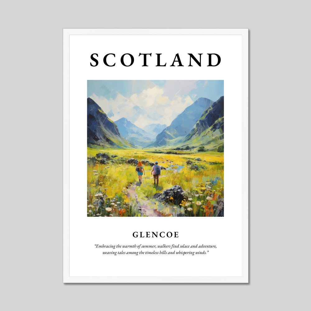 Poster in a white frame with the word Scotland