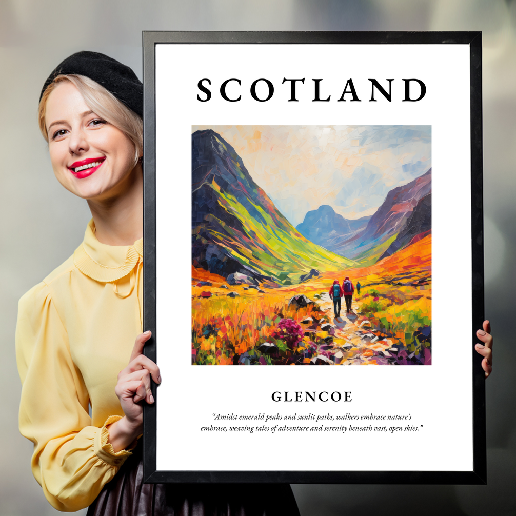 Person holding a poster of Glencoe