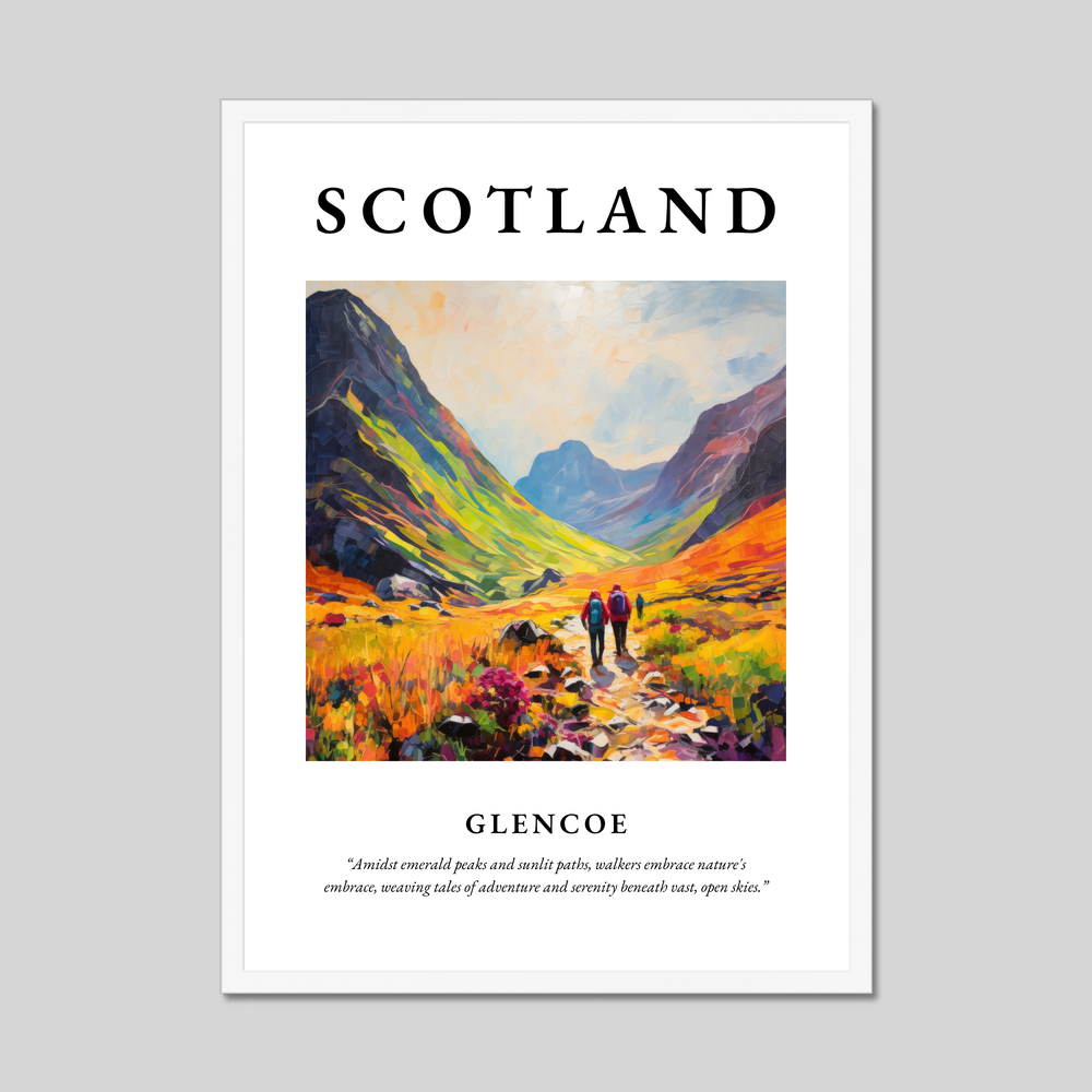 Poster in a white frame with the word Scotland