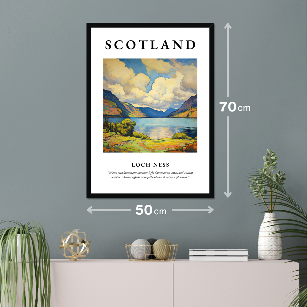 Poster of Loch Ness hanging on a wall