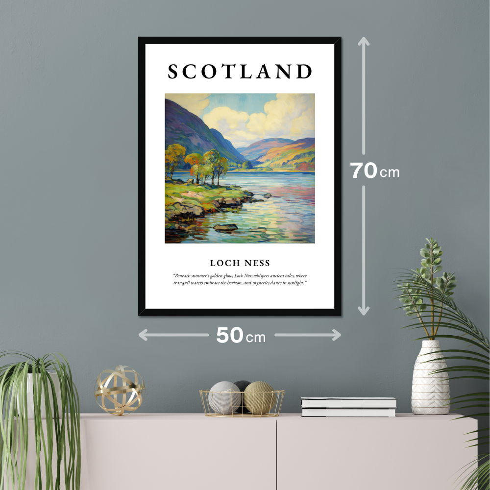 Poster of Loch Ness hanging on a wall