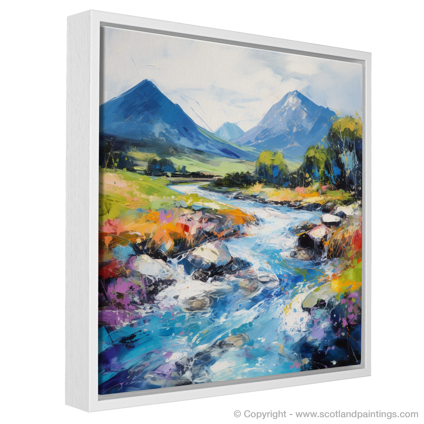 Painting and Art Print of River Etive, Argyll and Bute in summer entitled "Vibrant Essence of River Etive in Summer".