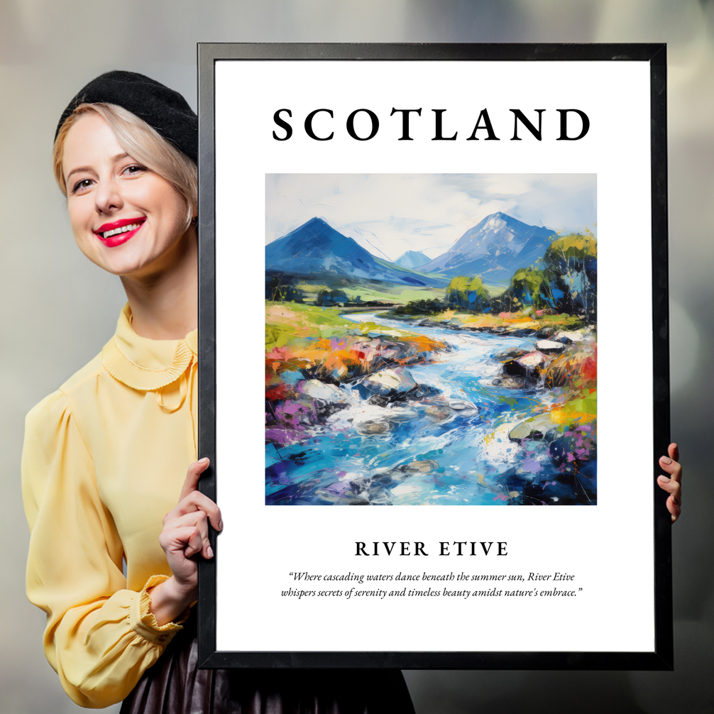 Person holding a poster of River Etive