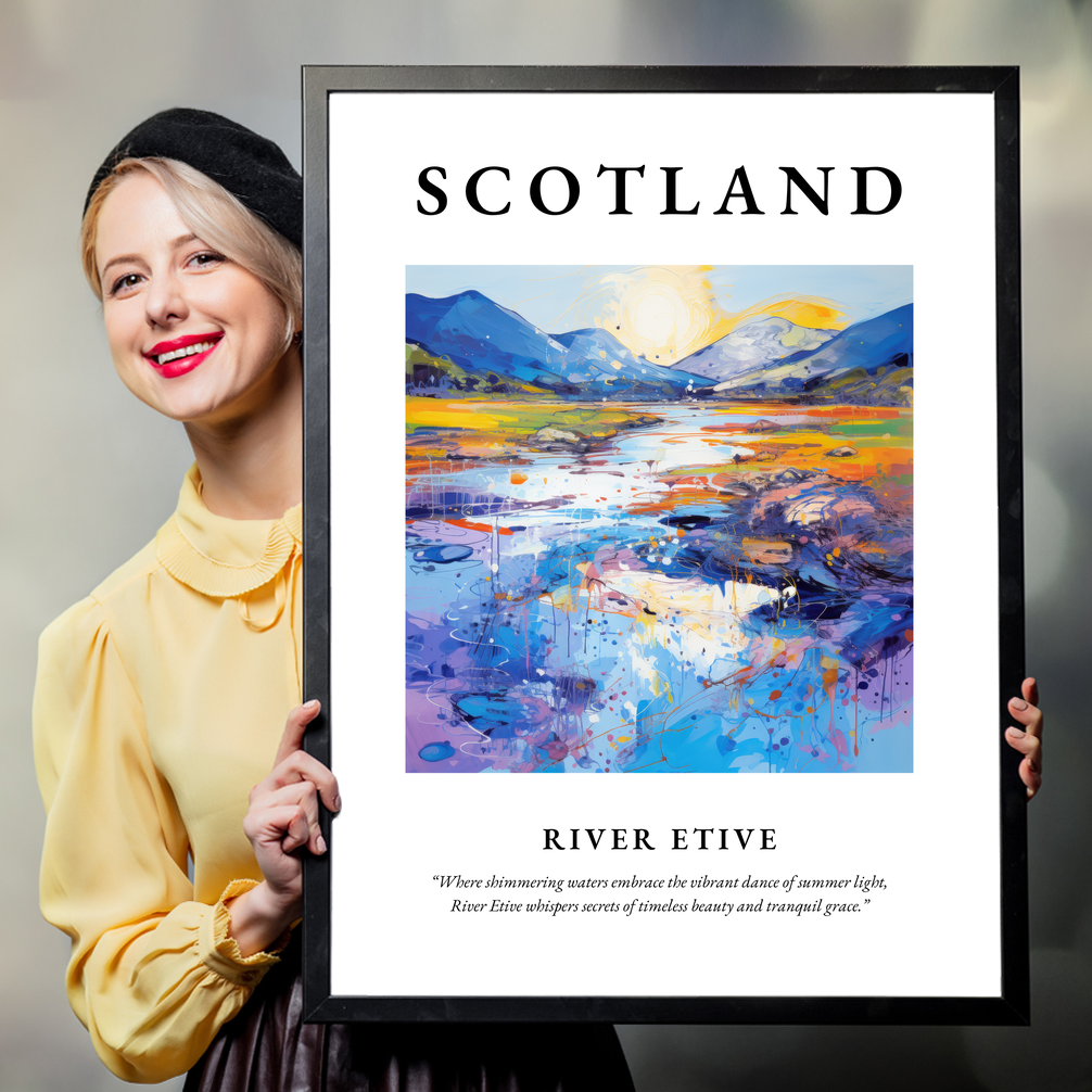 Person holding a poster of River Etive