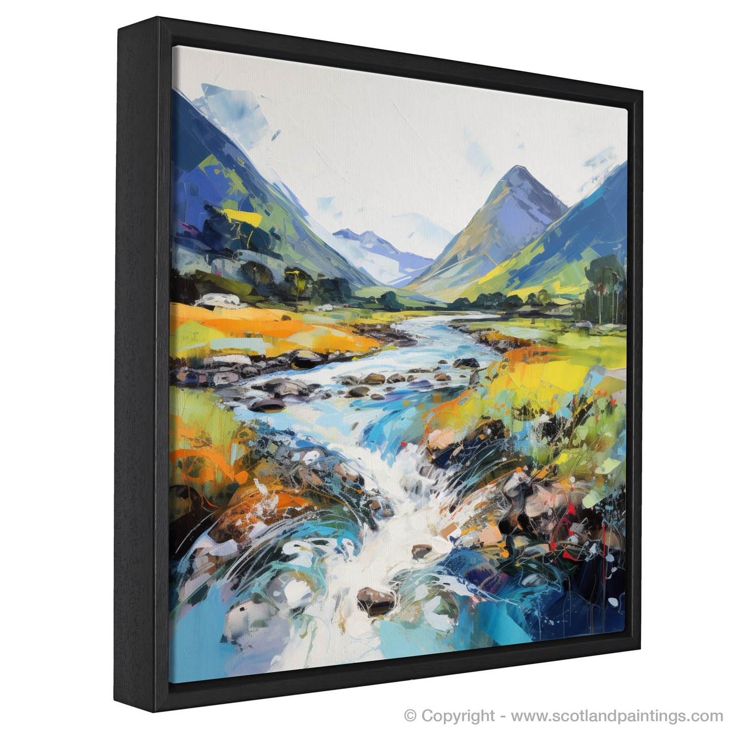 Painting and Art Print of River Etive, Argyll and Bute in summer entitled "Summer Serenade on River Etive".