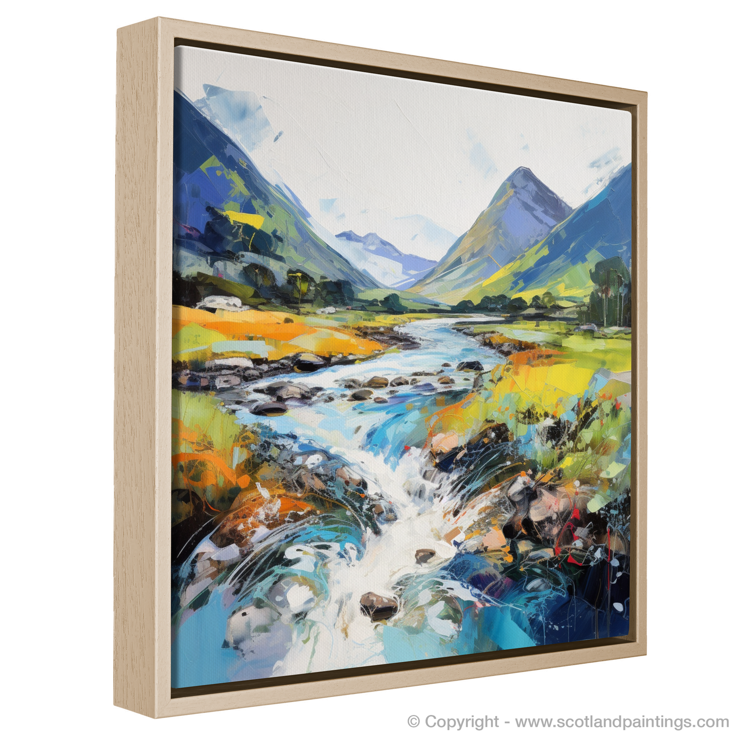 Painting and Art Print of River Etive, Argyll and Bute in summer entitled "Summer Serenade on River Etive".