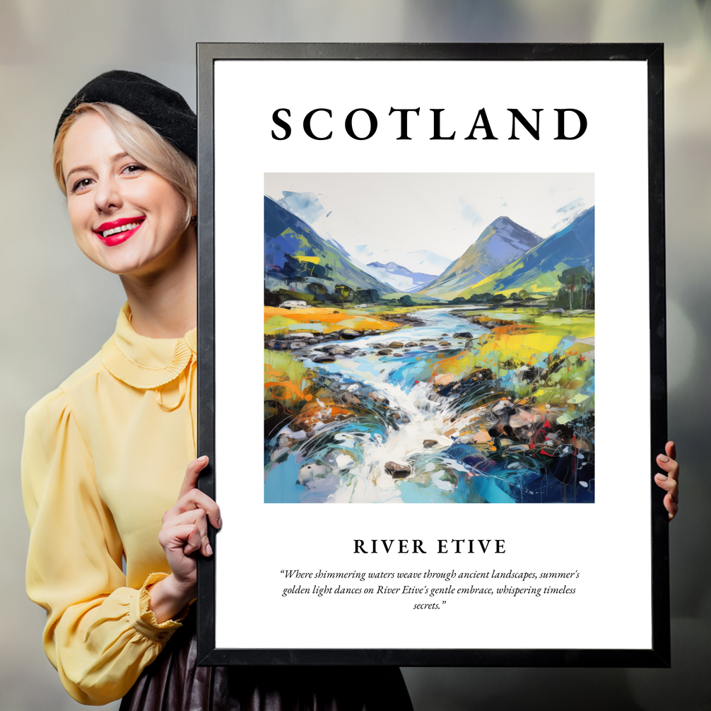 Person holding a poster of River Etive