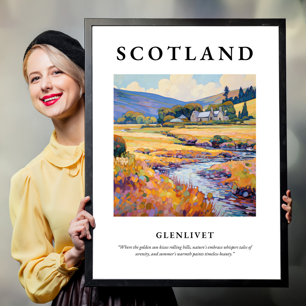 Person holding a poster of Glenlivet