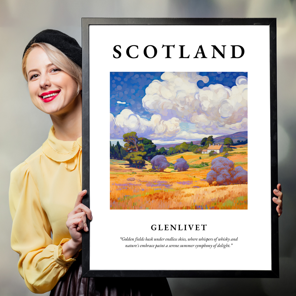 Person holding a poster of Glenlivet