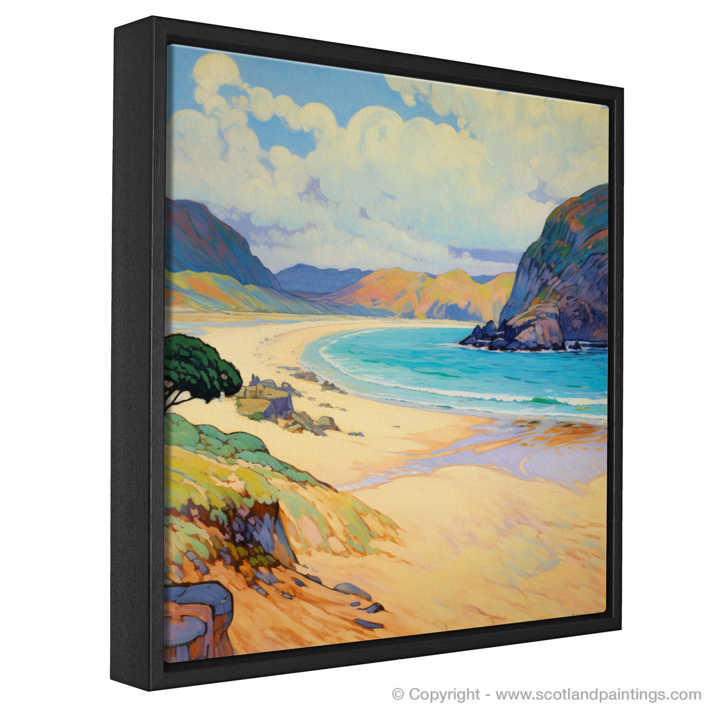 Painting and Art Print of Sandwood Bay, Sutherland in summer entitled "Summer's Embrace at Sandwood Bay Sutherland".