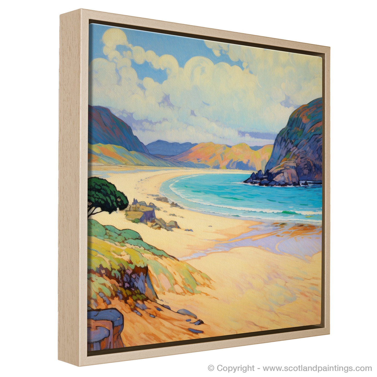 Painting and Art Print of Sandwood Bay, Sutherland in summer entitled "Summer's Embrace at Sandwood Bay Sutherland".