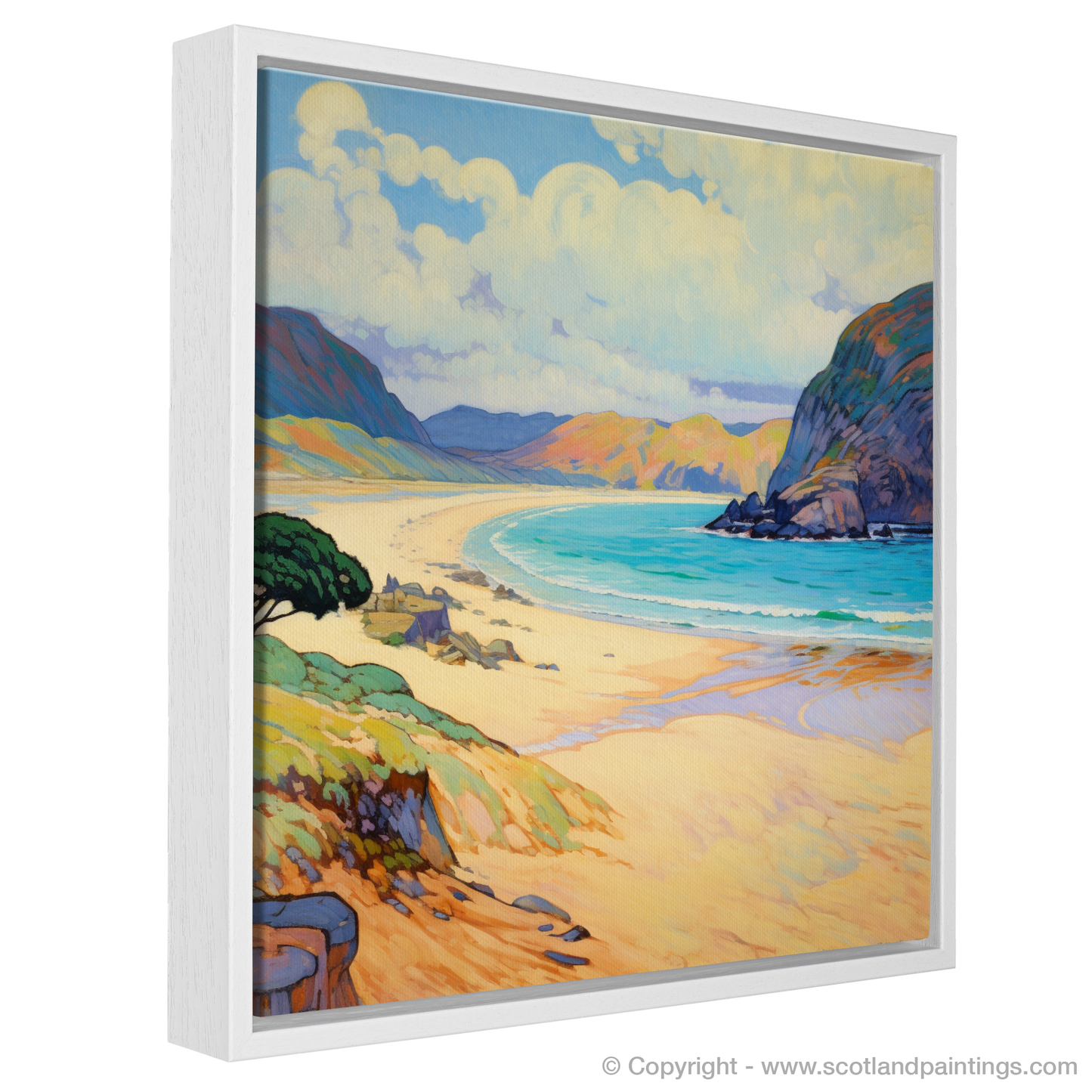 Painting and Art Print of Sandwood Bay, Sutherland in summer entitled "Summer's Embrace at Sandwood Bay Sutherland".