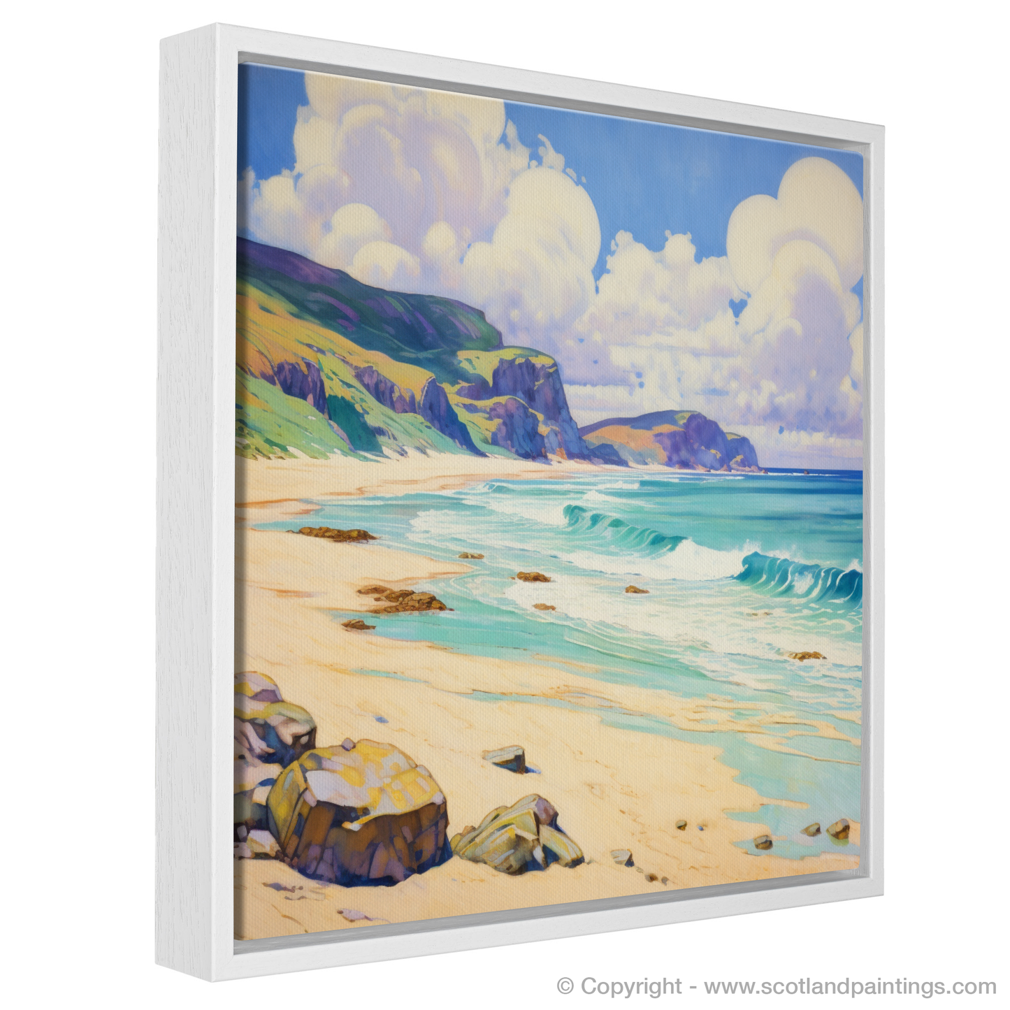 Painting and Art Print of Sandwood Bay, Sutherland in summer entitled "Summer Serenade at Sandwood Bay".