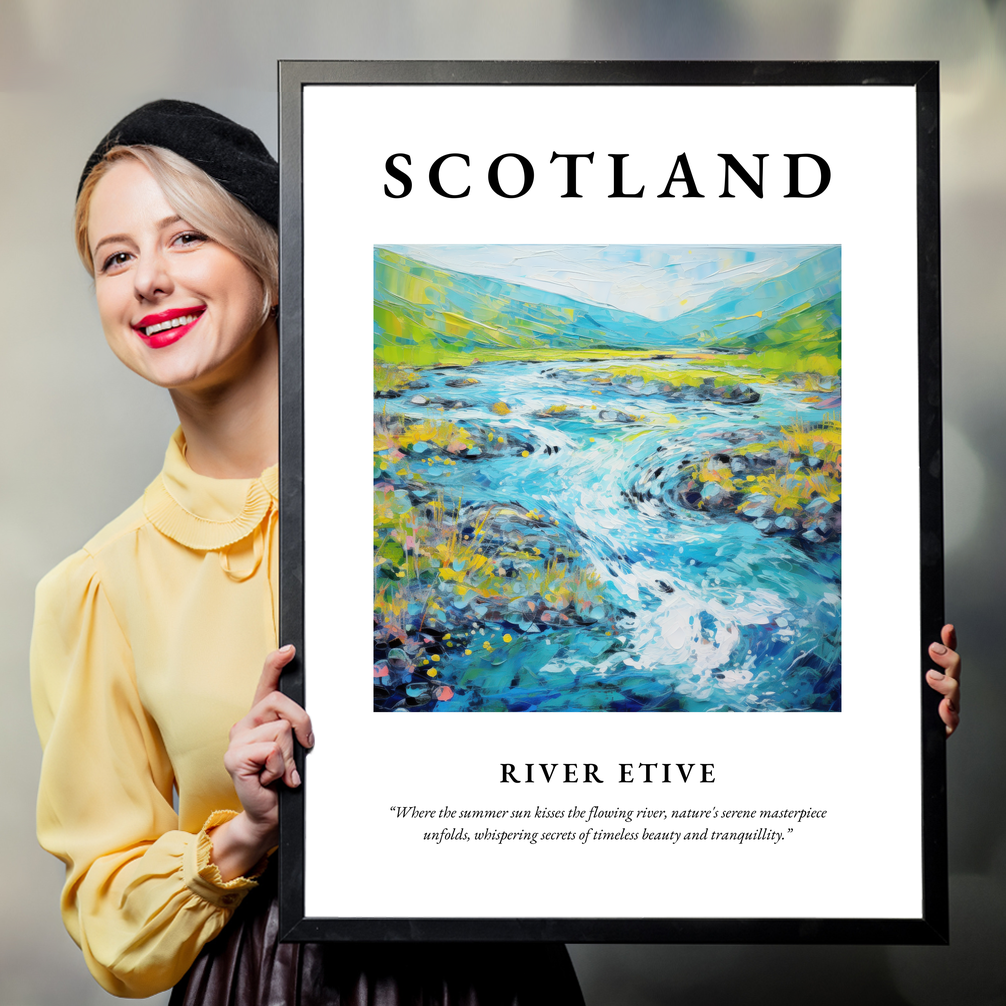 Person holding a poster of River Etive